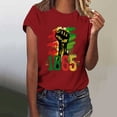 thumbnail image 2 of DDAPJ pyju Black History Month T-shirts for Women Short Sleeve African American Country Celebration Tee Shirts Color Block Printed Casual Round Neck Tee Tops Wine XL, 2 of 5