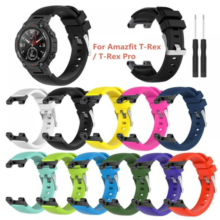 Compatible with Amazfit T-Rex 2 Bands, Silicone Replacement Wristbands  Sport Strap with Metal Buckle Compatible with Amazfit T-Rex 2 Smart Watch