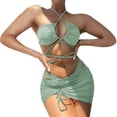 thumbnail image 2 of JoveMarine Women's Sexy Tie-Front Bikini Set Hollow Open Back Two-Piece Swimsuit with Side Ties for Summer Vacation and Beach Pool Party Mint Green S, 2 of 7