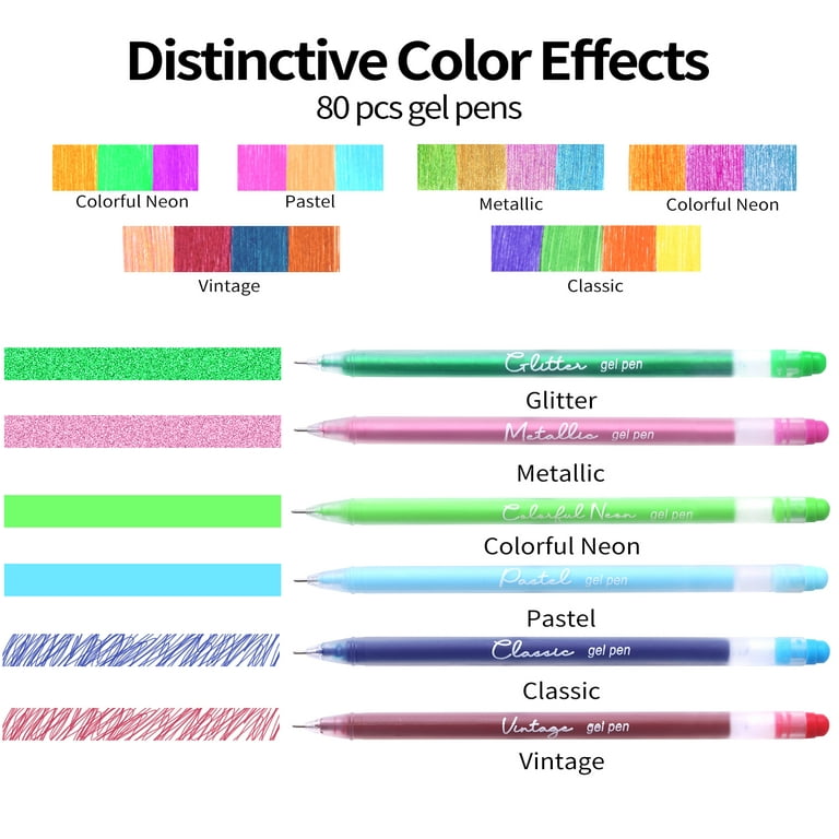 ZSCM 160 Colors Pens Include 156 Glitter Pens 4 Metallic Sparkle