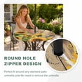 thumbnail image 4 of Round Outdoor Tablecloth with Umbrella Hole and Zipper, Sunflower Bee Tablecloth with Elastic Waterproof, Farmhouse Brown Wooden Botanical Floral Patio Table Covers for 36" - 44" Picnic Pool Tables, 4 of 9