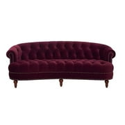 3 Piece La Rosa Chesterfield Tufted Velvet Sofa Set in Burgundy Red