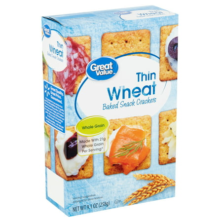 Great Value Thin Wheat Baked Snack Crackers, 9.1