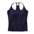 thumbnail image 2 of Soft Light Fabric Sleeveless Camisole Tops Women Removable Padding Adjustable Straps Daily Outfit for Daily Activities Wire Free Padded Tank (Navy,M), 2 of 8