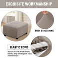 thumbnail image 2 of Square Ottoman Covers Ottoman Slipcovers Folding Storage Stool Furniture Protector Form Fit with Elastic Bottom, Stretch High Spandex Small Checks Jacquard Fabric Grey Brown M 17"- 22", 2 of 11