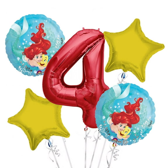 Ariel Balloon Bouquet 4th Birthday 5 pcs - Party Supplies