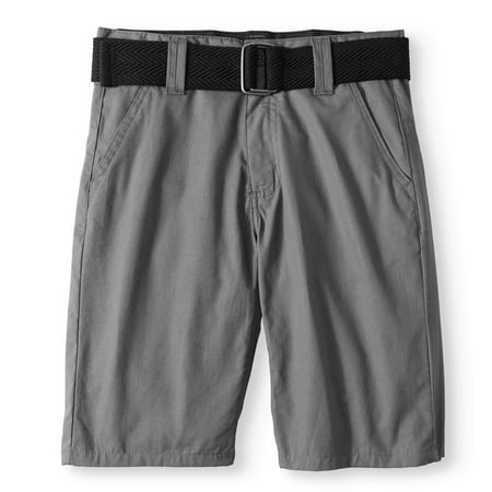 Big Boy Belted Fashion Flat Front Poplin Shorts