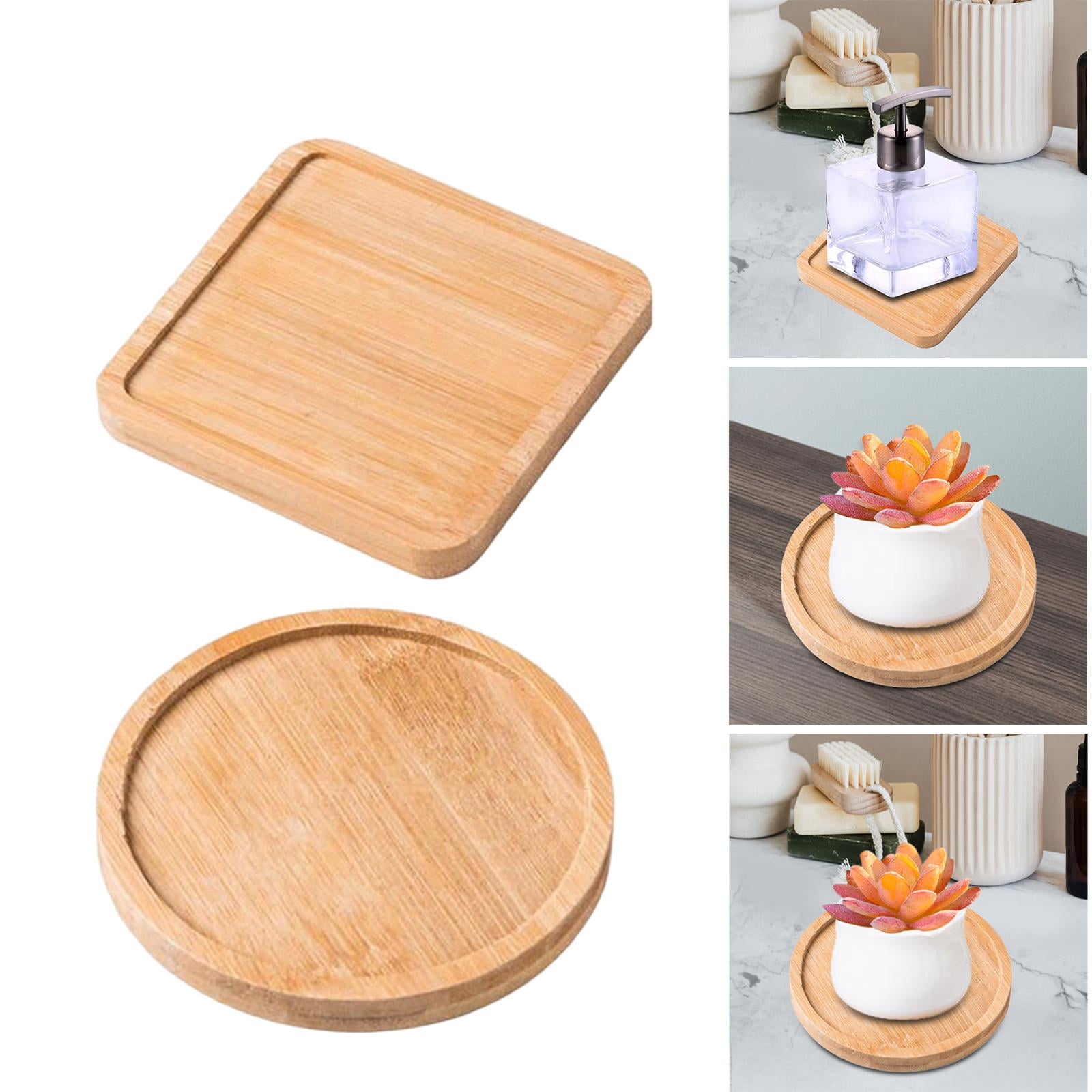 2Pieces Wooden Vanity Tray, Serving Tray, Soap Holder Vanity Plate