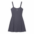 thumbnail image 6 of RoamHome Women Ribbed Knit Lace Trim Cami Nightgown, V Neck Button Front Mini Slip Dress for Home Loungewear, 6 of 6