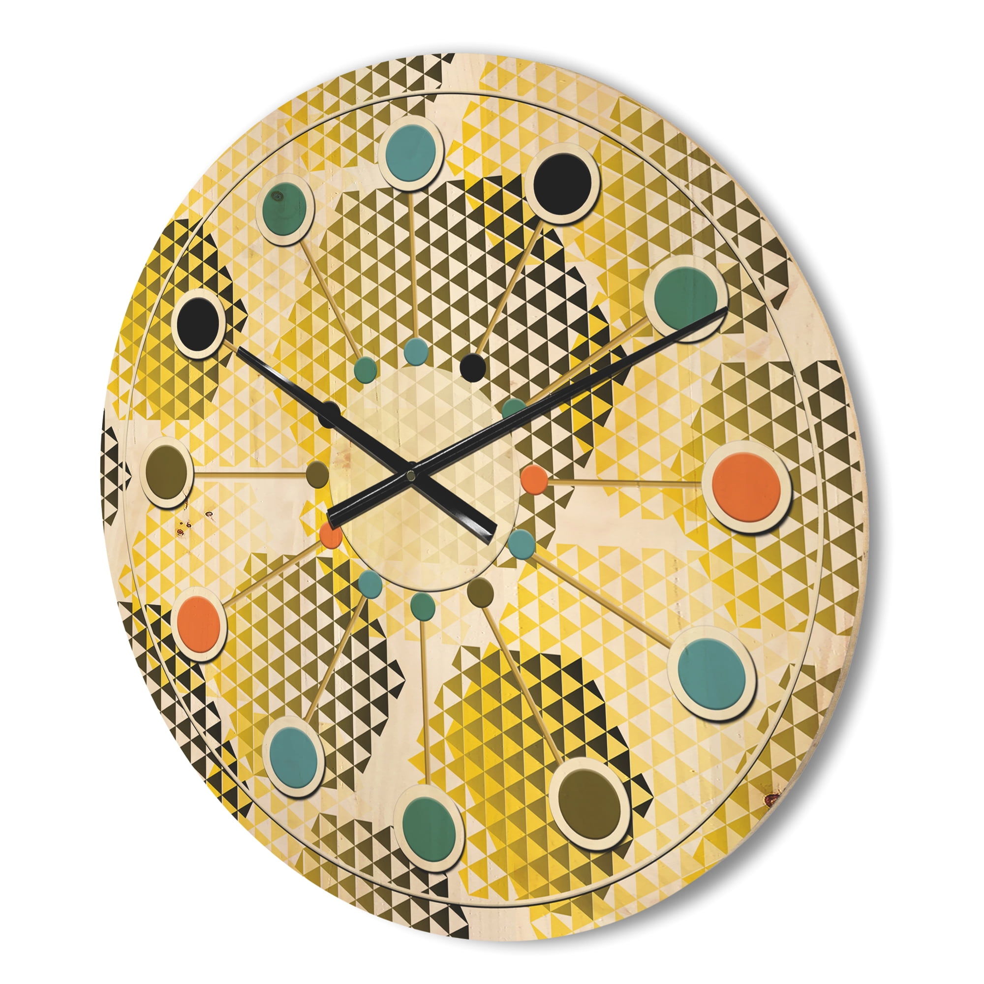 Designart 'Hexagon Retro Pattern XI' Mid-Century Modern Wood Wall Clock