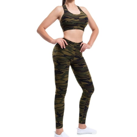 

MixMatchy Women s Two Piece Gym Yoga Racerback Sports Bra With Slim Fit Legging Active Set