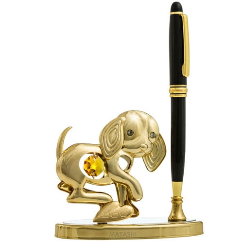 Matashi Crystal 2018 Year of the Dog Puppy Pen and Ballpoint Figurine