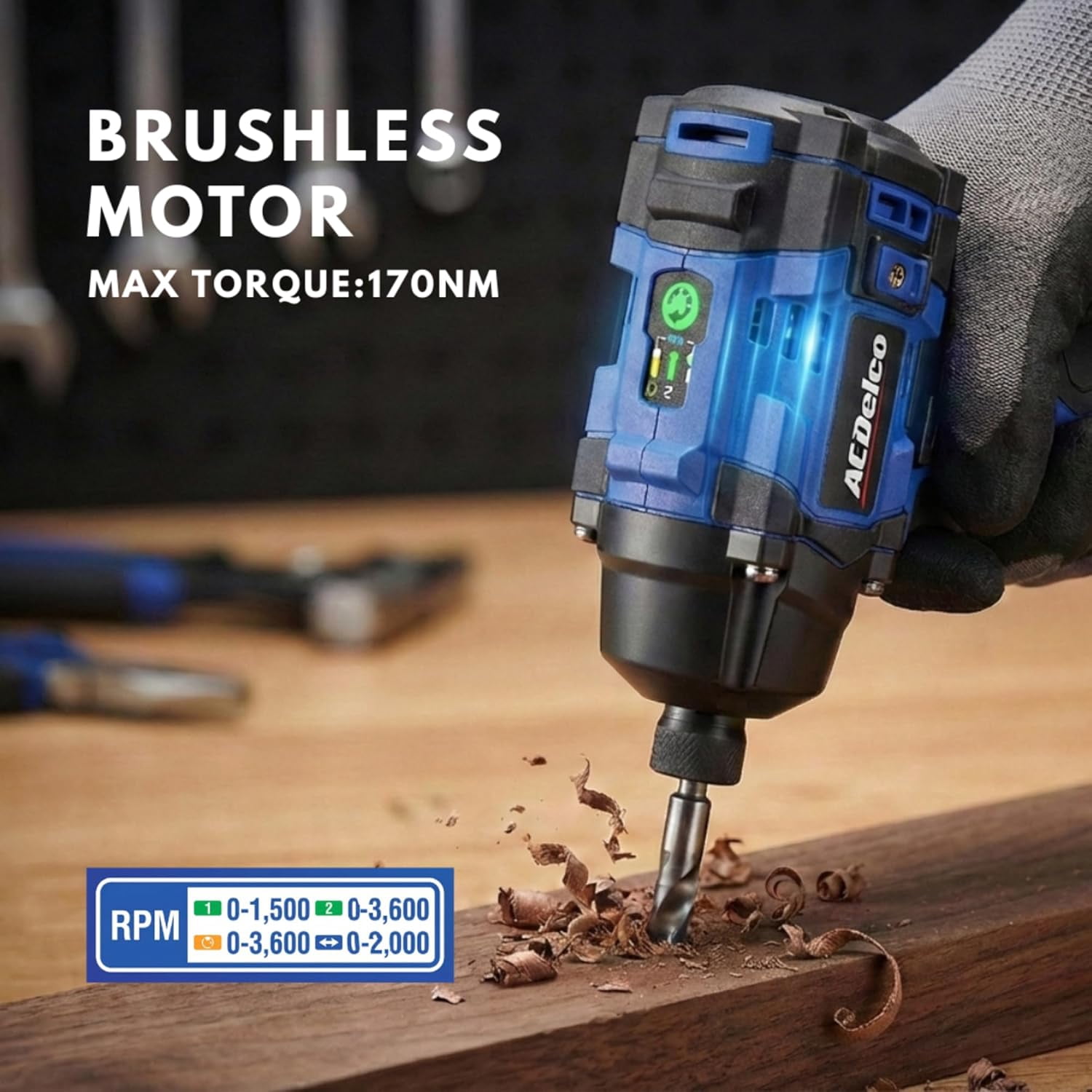 ACDelco G12 Series 12V Brushless 1/4 inch Hex Impact Driver 125 ft-lbs 170 Nm Max Torque 3600 RPM 4-Mode Intelligent Control 5-inch Compact Body Bare Tool Only ARI12185T