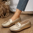 thumbnail image 5 of Pandaie Women's Loafers Comfortable Casual Slip on Flat Shoes Leather Business Casual Dress Shoes Work Office Walking Driving Moccasins Gold 6.5, 5 of 7