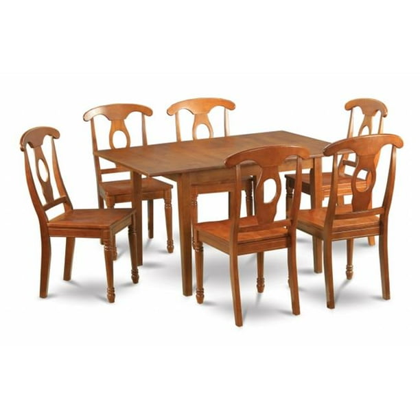 7 Piece Kitchen Table Set Table With Leaf and 6 Dining Chairs