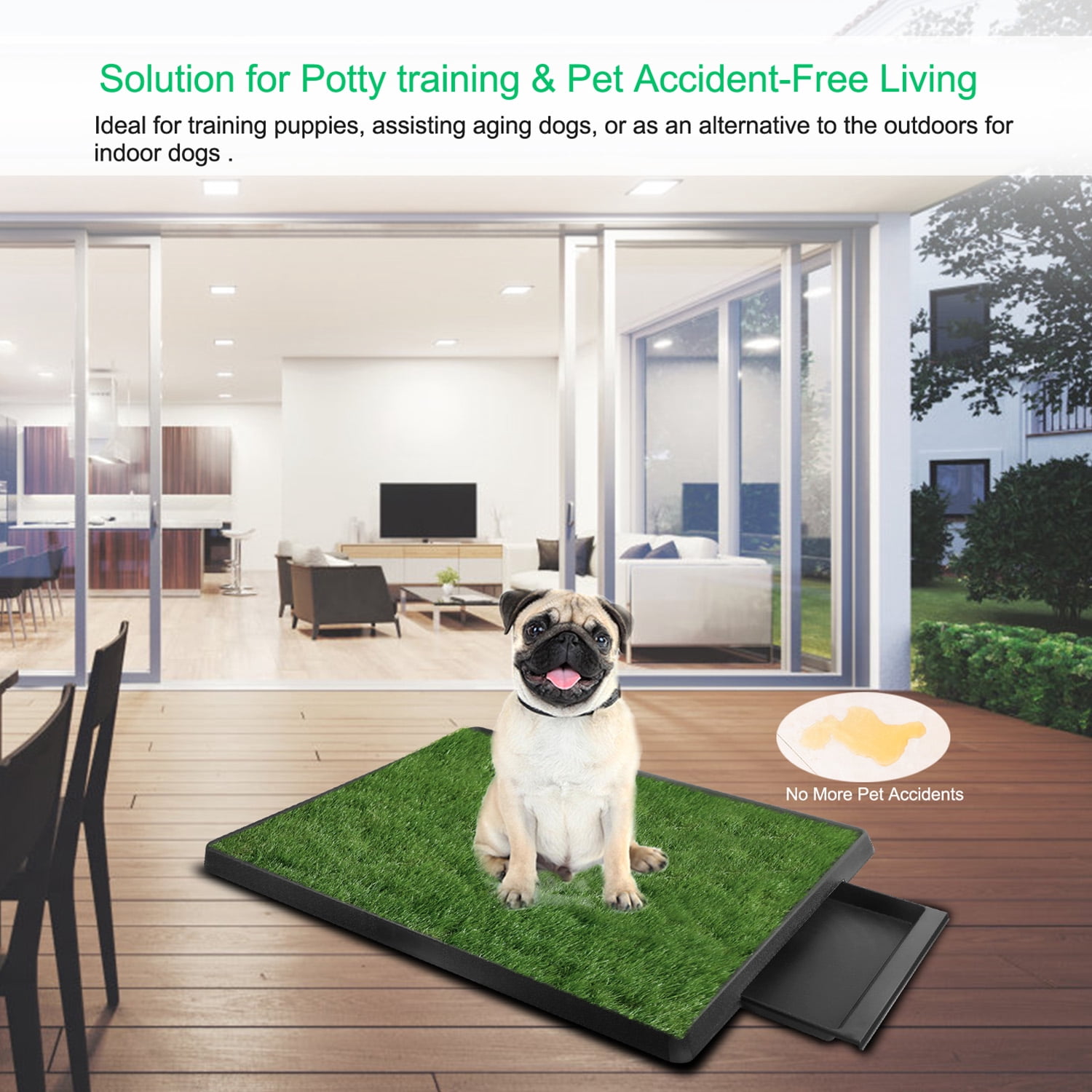 Moclever Puppy Potty Training Grass Pad 25x20in Dog Pee Pad for Small Medium Dogs Indoor Outdoor Use