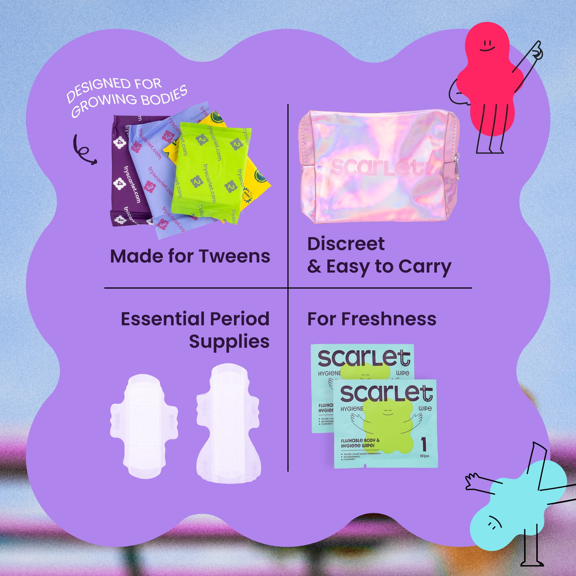 Scarlet by RedDrop Code Red Emergency Period Kit for Tweens & Teens