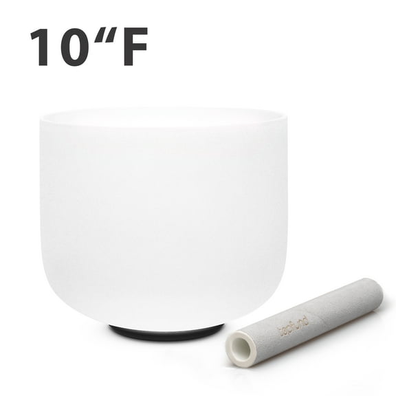 TOPFUND F Note 10 inch Crystal Singing Bowl Heart Chakra with Heavy Duty Carrying Case and Suede Stick