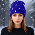 thumbnail image 2 of AWZXDE Girls Rhinestone Glitter Knitted Beanie Hats For Women Double Layer Outdoor Warm Personality Street Style Cap Blue, 2 of 4