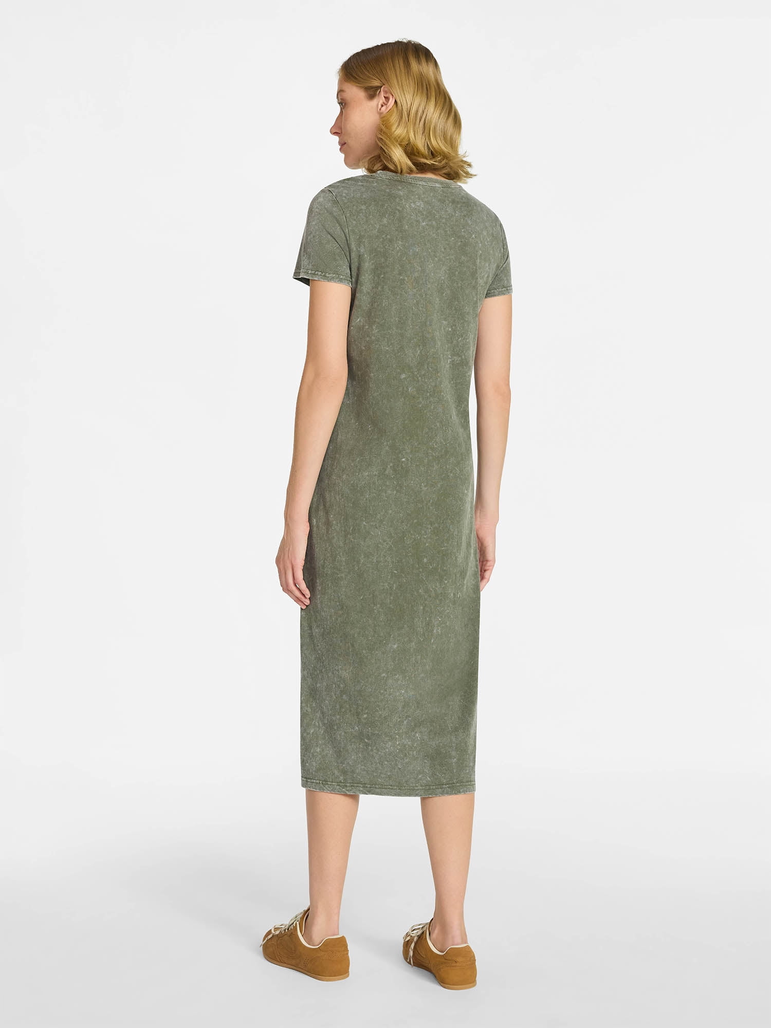 t shirt dress walmart Time and Tru Women's 100% Cotton Midi T-Shirt Dress