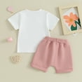thumbnail image 3 of Bagilaanoe 2pcs Toddler Baby Girls Shorts Set Short Sleeve Letter Print T Shirt Tops + Shorts 6M 12M 18M 24M 3T Kids Casual Summer Clothes, 3 of 8