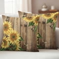 thumbnail image 4 of 2 Pack Outdoor Waterproof Throw Pillow Covers,Farm Sunflower Leaves Bee Decorative Square Pillow Case Patio Pillowcases for Chair Couch Sofa 16x16in, 4 of 9