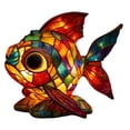 thumbnail image 2 of Lilixerw Fish Stained Glass Lamp,Cute Animal Art Statue Night Light,3D Fish Table Lamp,Retro Stained Resin Tabletop LED Night Light,Fun Gift for Family, 2 of 6