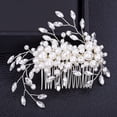 thumbnail image 1 of Nvzi Horquillas para el pelo de boda con flores para novias, peinetas con perlas de cristal, pinzas para el pelo, accesorios para el pelo de boda dorados, joyas, color blanco, 1 of 5