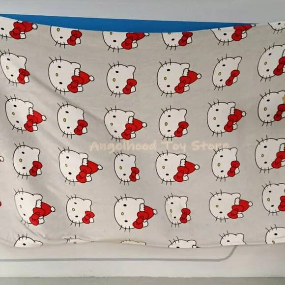 Sanrio Hello Kitty Couverture en Flanelle Fantôme d'Halloween Couverture en Peluche pour Canapé Sieste Dessin Animé Grande Taille Drap de Chambre Fille Cadeau de Noël