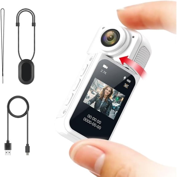 RWSEFK 180 Degree Rotation Action Camera Wearable Mini Camera Digital Video WIFI Magnetic Stand Thumb Sized Hands Free for Daily Life Recording