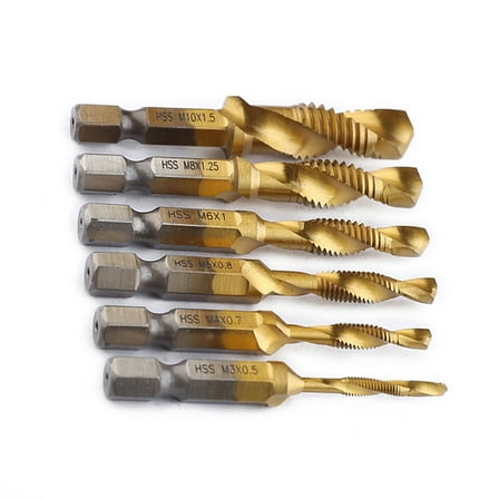 HONITANO 6Pcs Yellow High-Speed Steel Titanium Coated Drill Bit Set for Metal Drilling Home DIY 1.0-3.4in