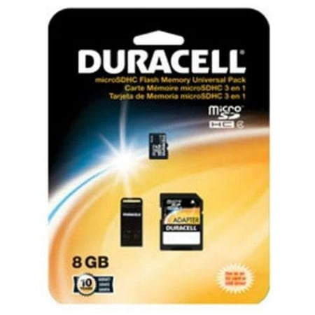 Duracell Du-3in1-08g-r MicroSD Card With Universal Adapter,
