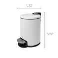 thumbnail image 3 of Acento 0.8 gal., Mini, Round Soft Close Premium Pedal Waste Bin for Bedroom, Bathroom, Home and Office, Step On Trash Can, Matte White, 3 of 11