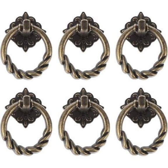 Vintage Cabinet & Drawer Pulls for Decorative Furniture Hardware Antique Bronze Drop Ring Knobs