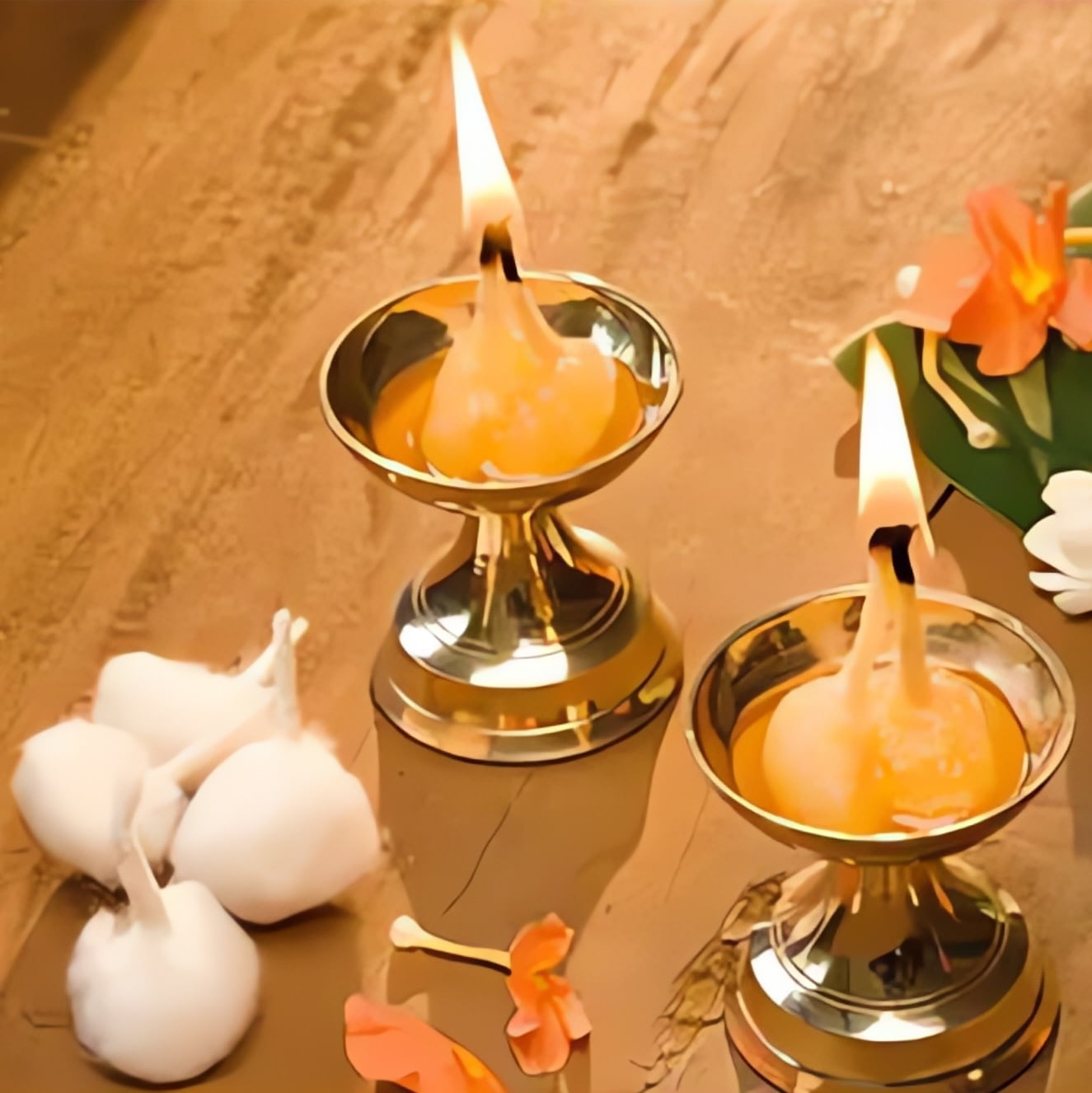 Ghee Wicks for Puja Pooja Diya - Diya Ghee Wicks, Diya Batti, 100 Pc. 30 min Burning time - Pure Ghee Wicks for Clay Diya, Oil Lamp, Diwali Diya, Brass Kuber Diya - Ready-to-use Diya Batti Hashcart®