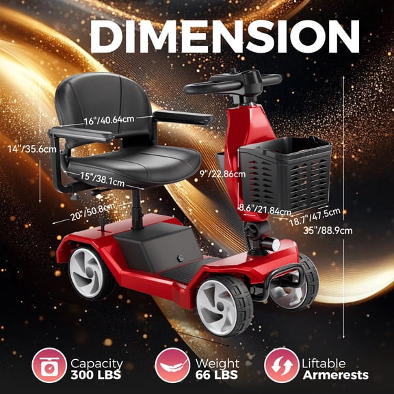 Edcsi Foldable Travel Motorized Scooter & Powered Electric Wheelchair - 4 Wheel Lightweight Mobility Scooter with Seat for Adults/Seniors