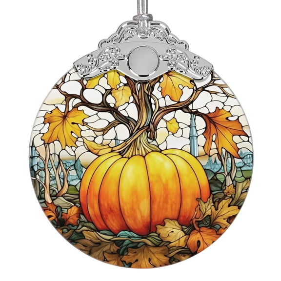 2025 Ornaments for Christmas Tree, Stained Glass Hanging Ornament, Christmas Ornaments Clearance, Gift Exchange Ornament, Bauble Present - Pumpkin Tree
