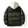 thumbnail image 4 of Wyobmus Men's Outerwear Quilted Jacket Thicken Padded Warm Bubble Coat Fake Two Piece Cold Weather Thermal Outerwear Fashion Cotton Padded Clothing Olive Green, 4 of 6