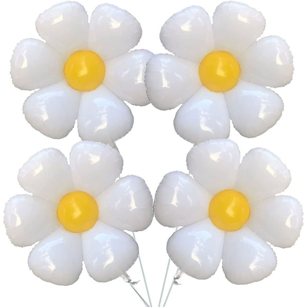 Balloons Huge Flower Balloon 30 Inch White Daisy Party Decorations Large Foil Mylar Balloons Birthday Decoration Wedding D cor 4Pcs