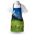 thumbnail image 4 of Cattle Apron, Mountains and Cloudy Blue Sky Landscape Background with Grazing Cows Illustration, Unisex Kitchen Bib with Adjustable Neck for Cooking Gardening, Adult Size, Multicolor, by Ambesonne, 4 of 4