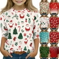 thumbnail image 5 of Grblisyd Back to School Clothes for Teen Girls Graphic Christmas Shirts 3/4 Sleeve Xmas Candy Gift Print Cute Graphic Shirts Preppy T Shirts Kids 10-12 Years Tops Beige 130, 5 of 5