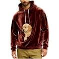 thumbnail image 5 of Oksale Men Pet Carrier Pouch Hoodie Soft Velvet Sweatshirts Loose Long Sleeve Winter Solid Color Going Out Pullover with Kangaroo Pocket Red S, 5 of 6