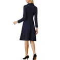 thumbnail image 3 of INSPIRE CHIC Women’s Elegant Office Dresses Square Neck Long Sleeve Pleated A-line Dress XL Dark Blue, 3 of 6