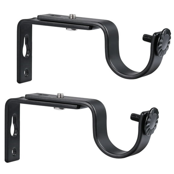 MIPCASE 2Pcs Black Curtain Pole Bracket Easy Install for Diameter 15 to 22Mm Rod