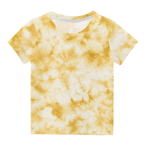 vdgthytj T-Shirts d'Été pour Enfants 2025 Teinture sur Nœuds Col Rond Manches Courtes Hauts Décontractés Amples Élégants T-Shirts pour Garçons Filles