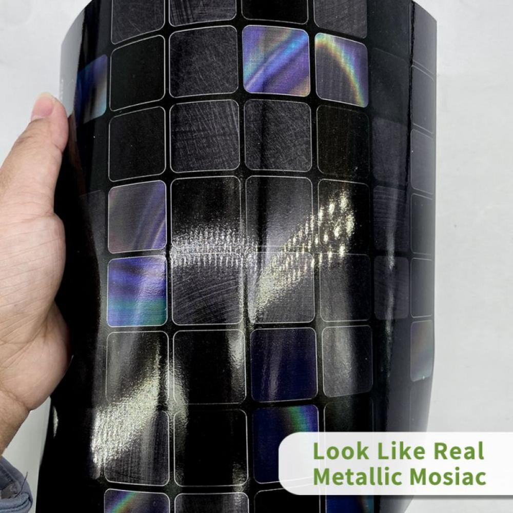 25-Sheet Self Adhesive Backsplash, Marble Design 3D Wall Panels, Kitchen Backsplash Bathroom Wall Tile (Black,15*15cm)