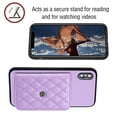 thumbnail image 2 of for iPhone X/XS Slim Case with Card Holders and Strap for Women, iPhone X/XS Phone Case Wallet PU Leather Kickstand RFID Blocking Flip Shockproof Wallet Case - Purple, 2 of 11