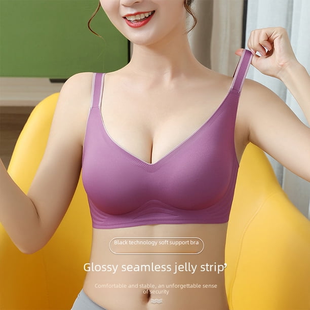 Sujetador deportivo ajustable con efecto push-up y pecho pequeño para mujer con tiras de gelatina con degradado de color en contraste sin costuras de látex