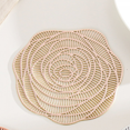 thumbnail image 2 of 6 PCS Flower Metallic Placemats Vinyl Hollow Mats Non-Slip Heat Insulation Decorative Table Mats Gold, 2 of 3