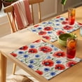thumbnail image 4 of Red Blue Flowers Placemats Set of 12 Patriotic Poppy Floral Summer Country Place Mats Indoor Wipeable Table Mats Washable Cloth Dining Table Placemats for Kitchen Holiday Party Home Decor 13x19 Inch, 4 of 9